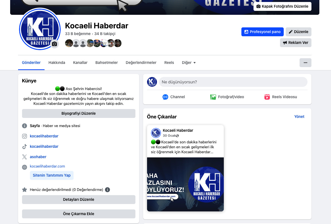 Kocaeli Haberleri Facebook Sayfası
